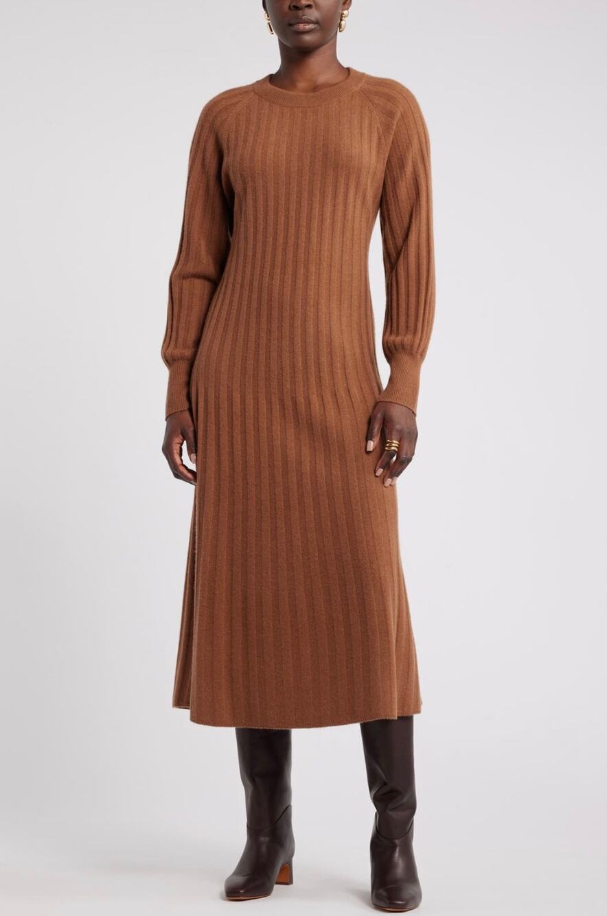 Nordstrom Wool Cash Blend Rib Sweater Dress *M*